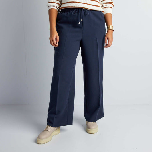 Straight-leg trousers with elasticated waist BLUE