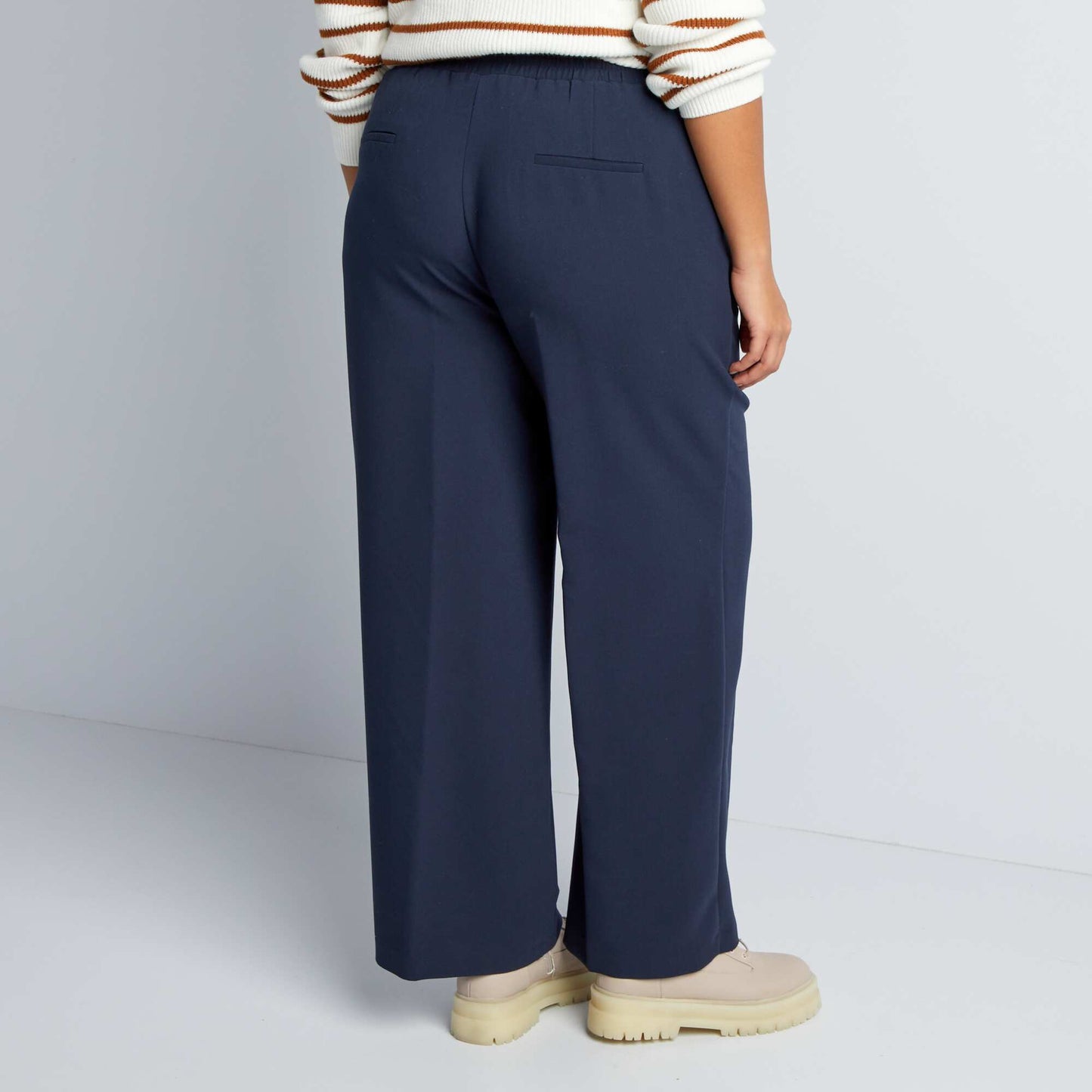 Straight-leg trousers with elasticated waist BLUE