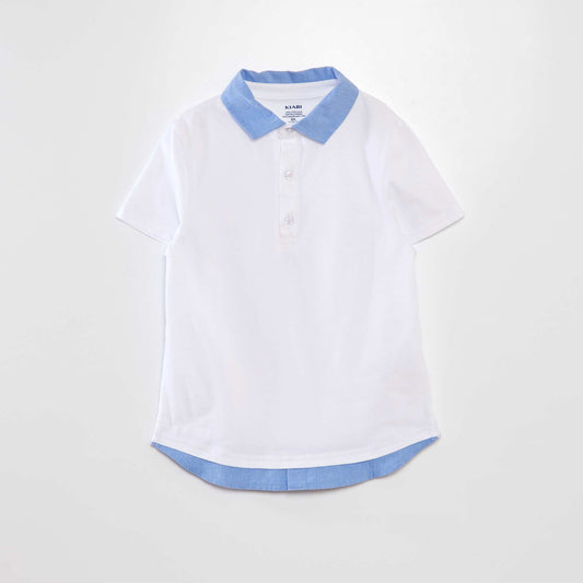 Cotton polo shirt with contrasting collar WHITE