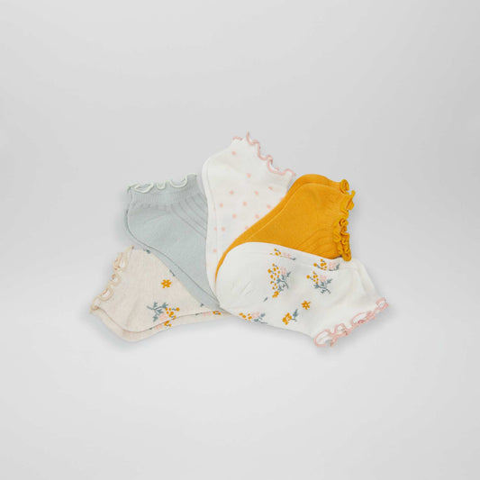 Pack of 5 pairs of patterned socks YELLOW