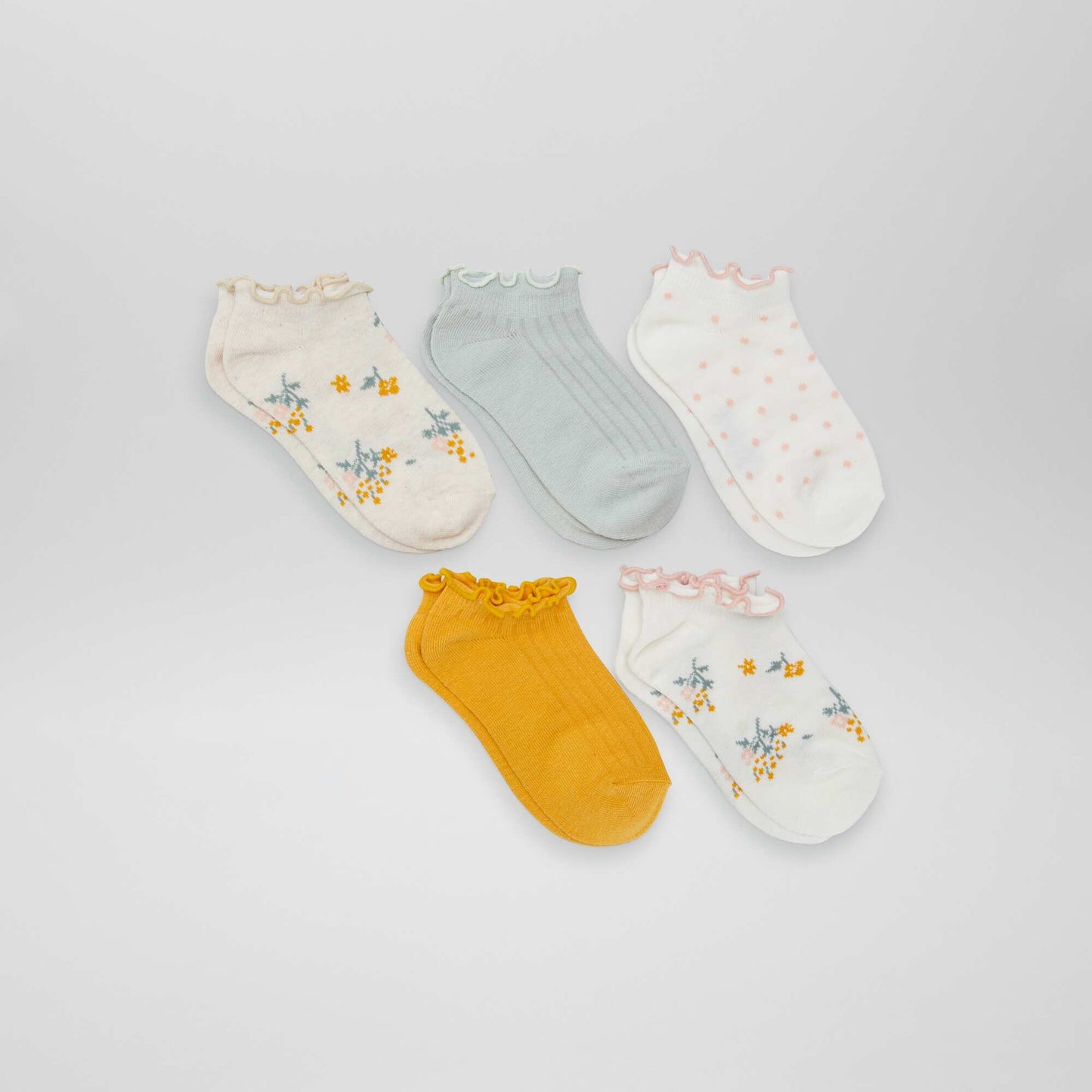 Pack of 5 pairs of patterned socks YELLOW