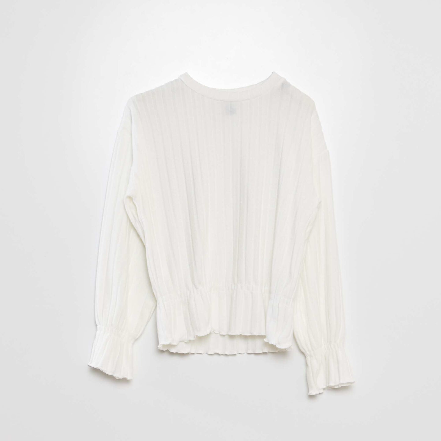 Ribbed T-shirt with ruffles WHITE