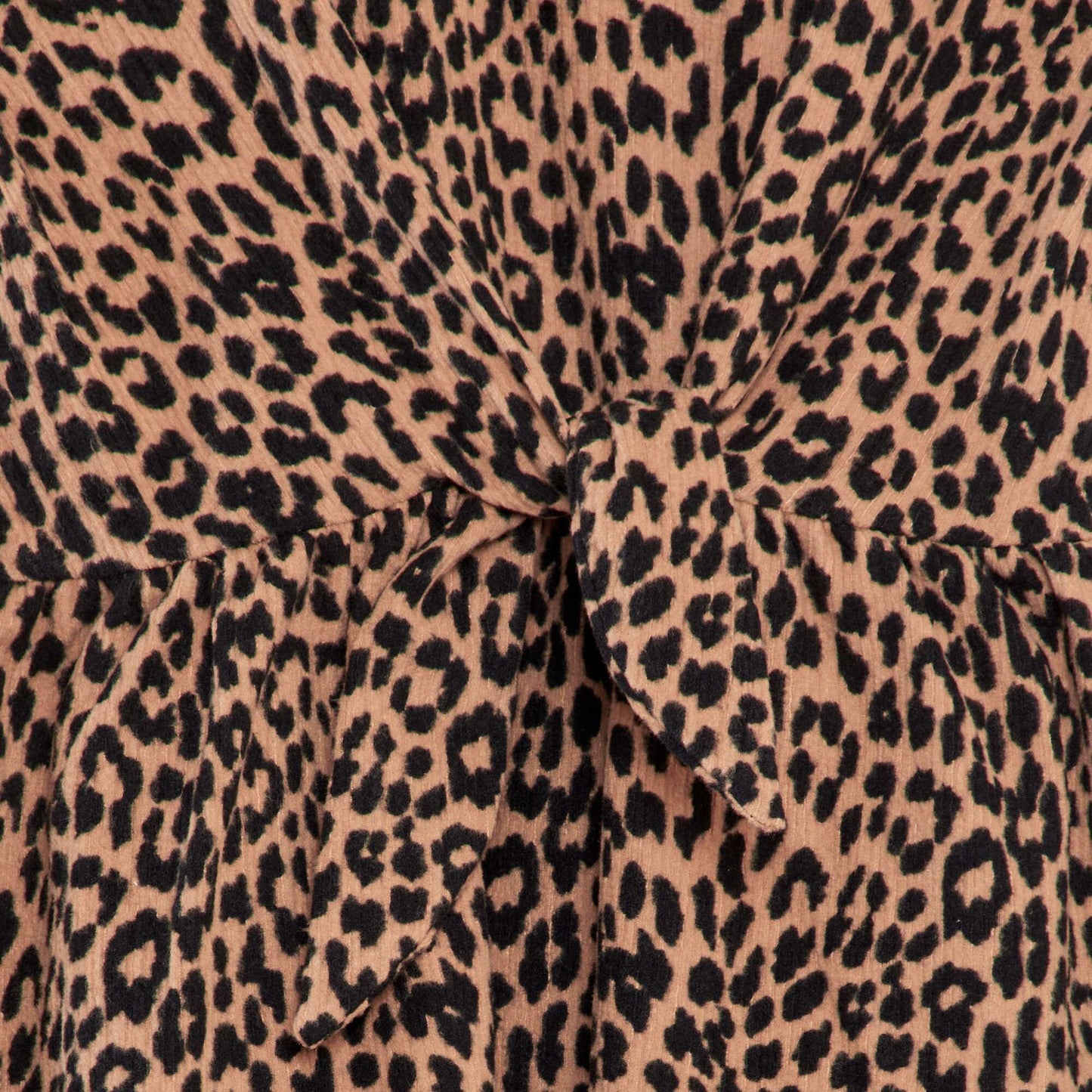 Patterned dress with tie waist BROWN