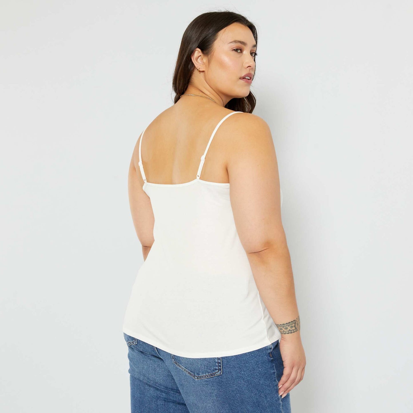 Jersey vest top with spaghetti straps snow white