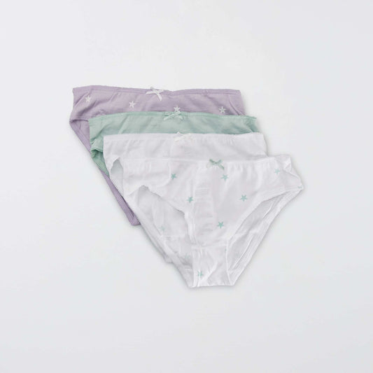 Jersey briefs with pretty bow - Pack of 4 PURPLE