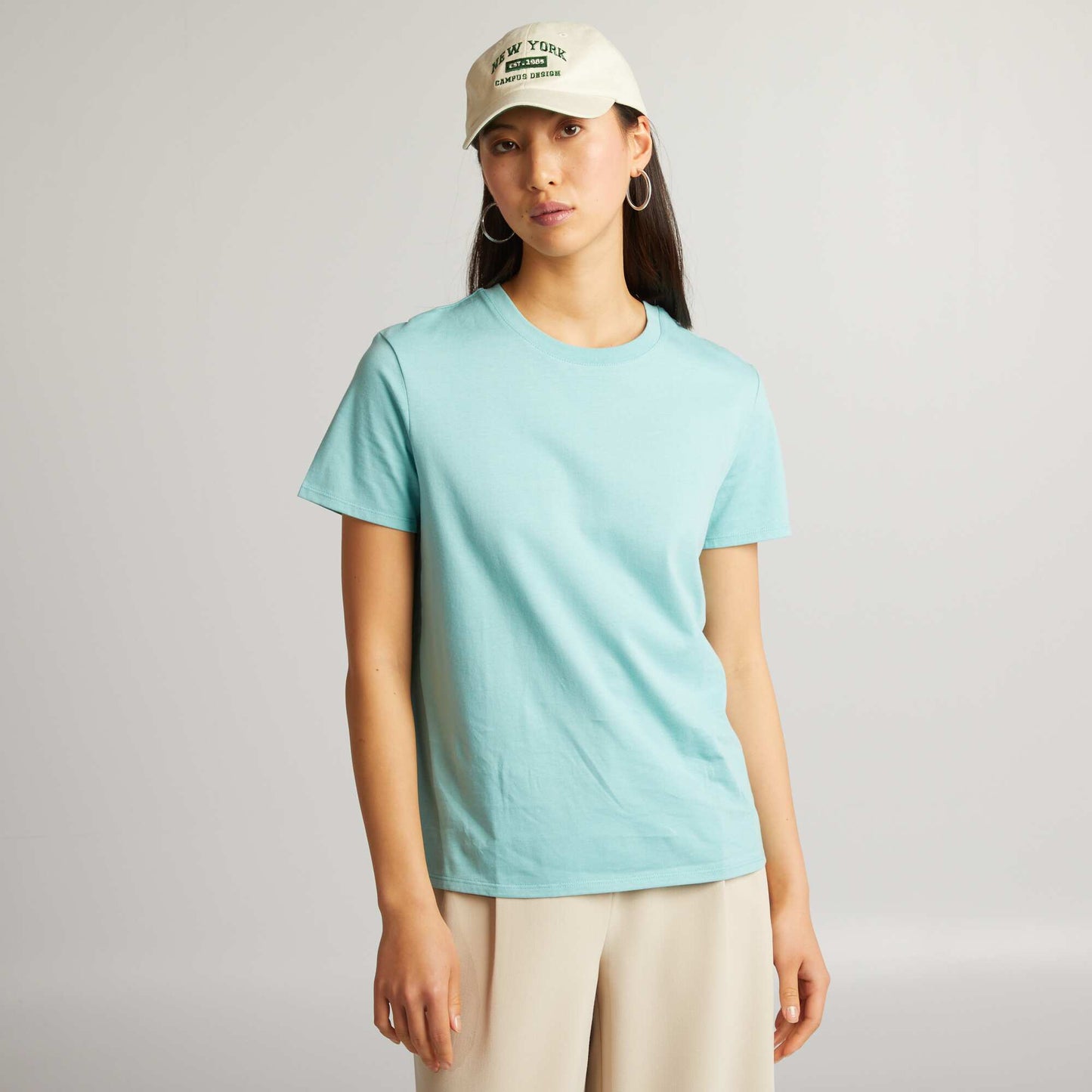 Plain jersey T-shirt BLUE