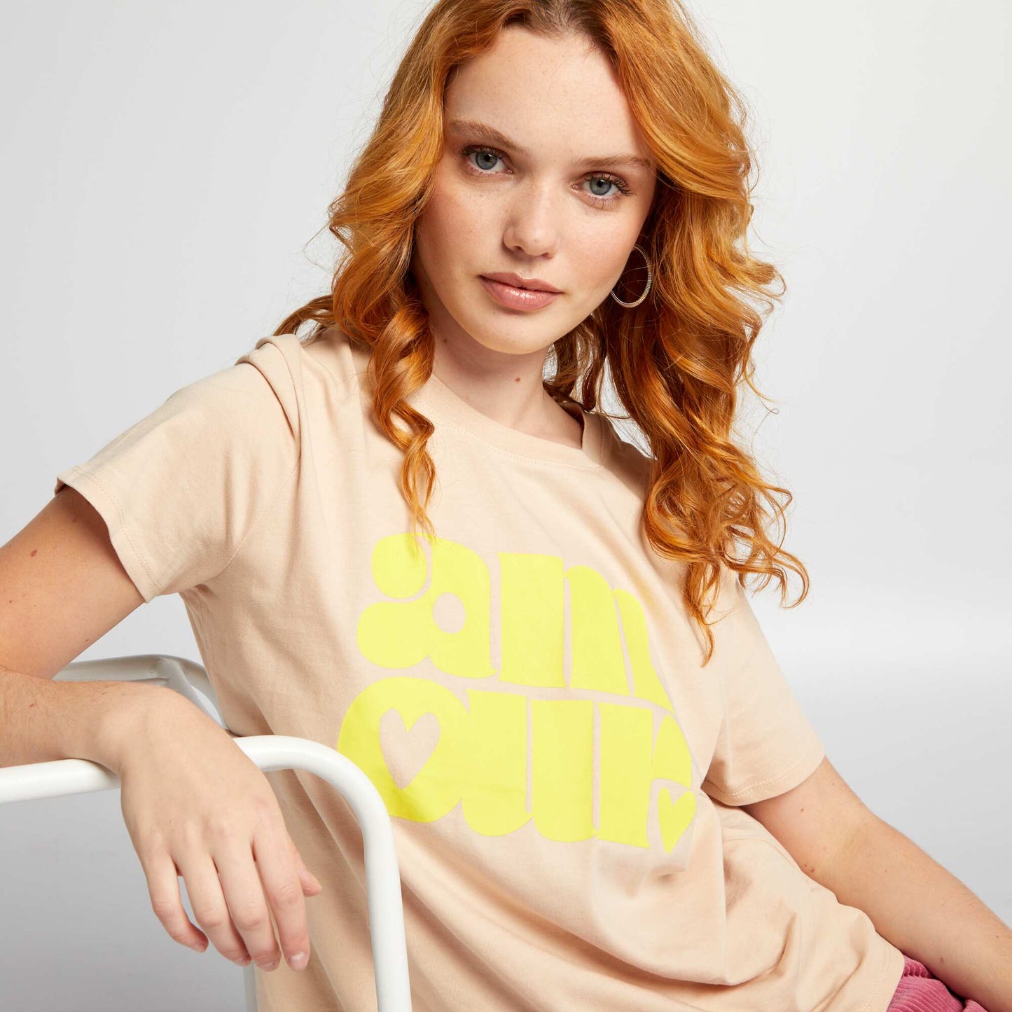 Eco-design heart T-shirt BEIGE