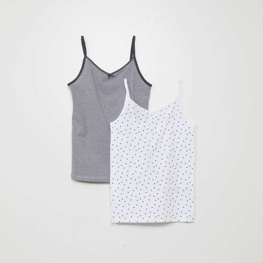 Pack of 2 stretch cotton vest tops WHITE
