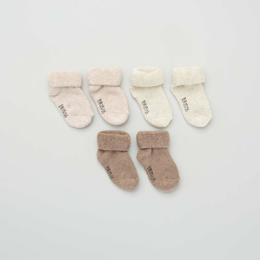 Pack of 3 pairs of baby socks BEIGE_SET