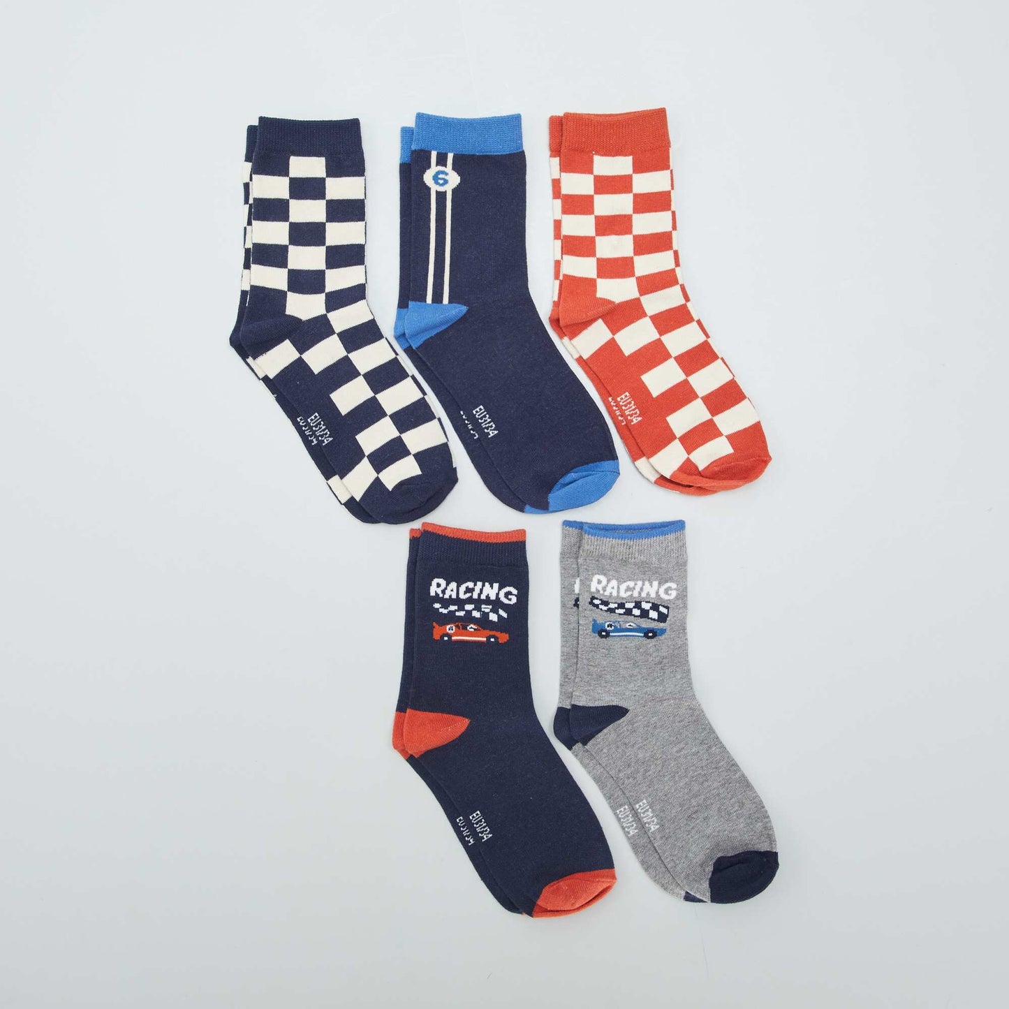 Pack of 5 pairs of printed socks GREY