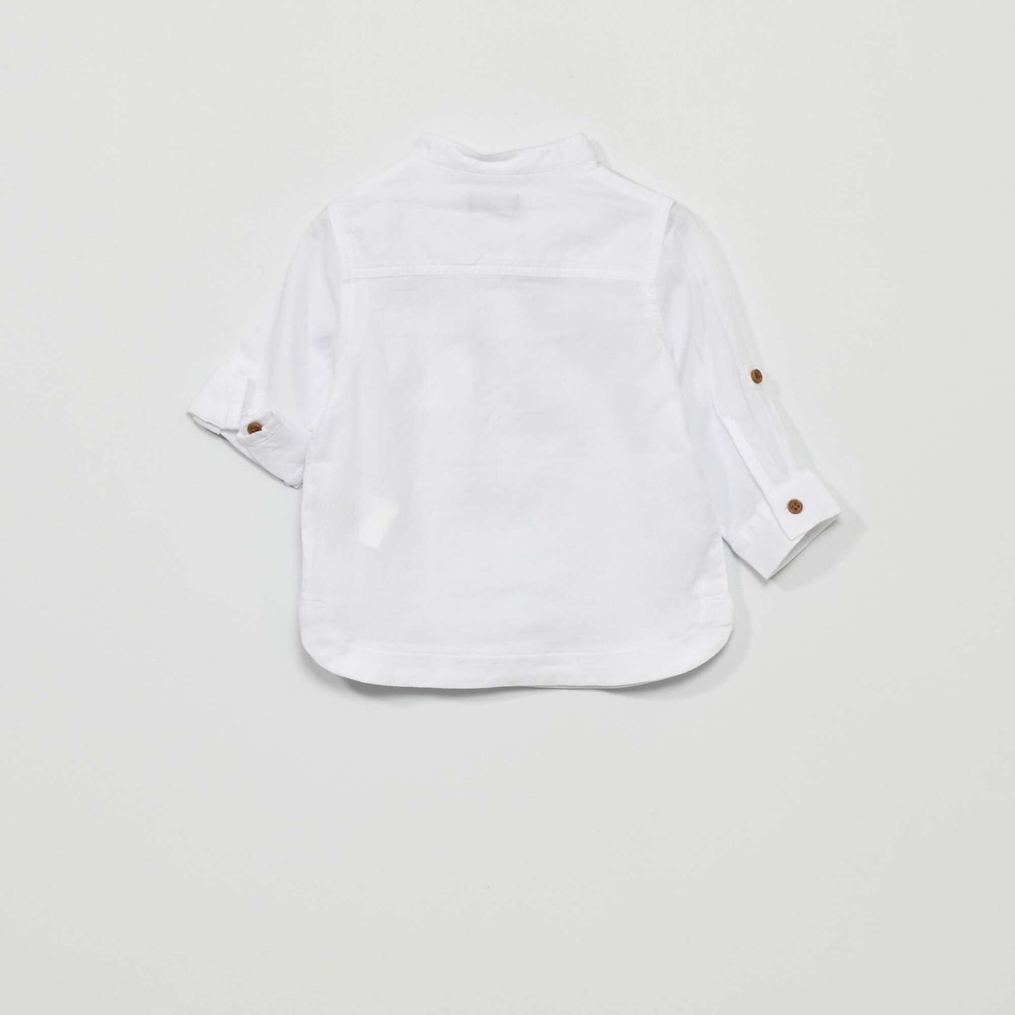 Eco-design shirt with grandad collar WHITE