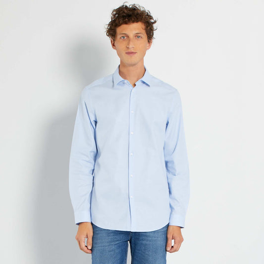 Block colour straight-cut shirt BLUE