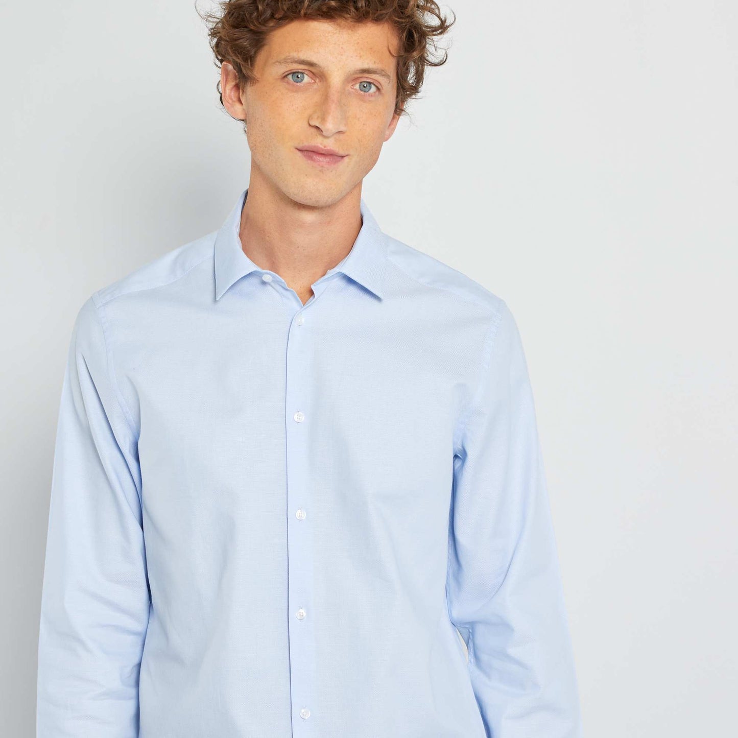 Block colour straight-cut shirt BLUE