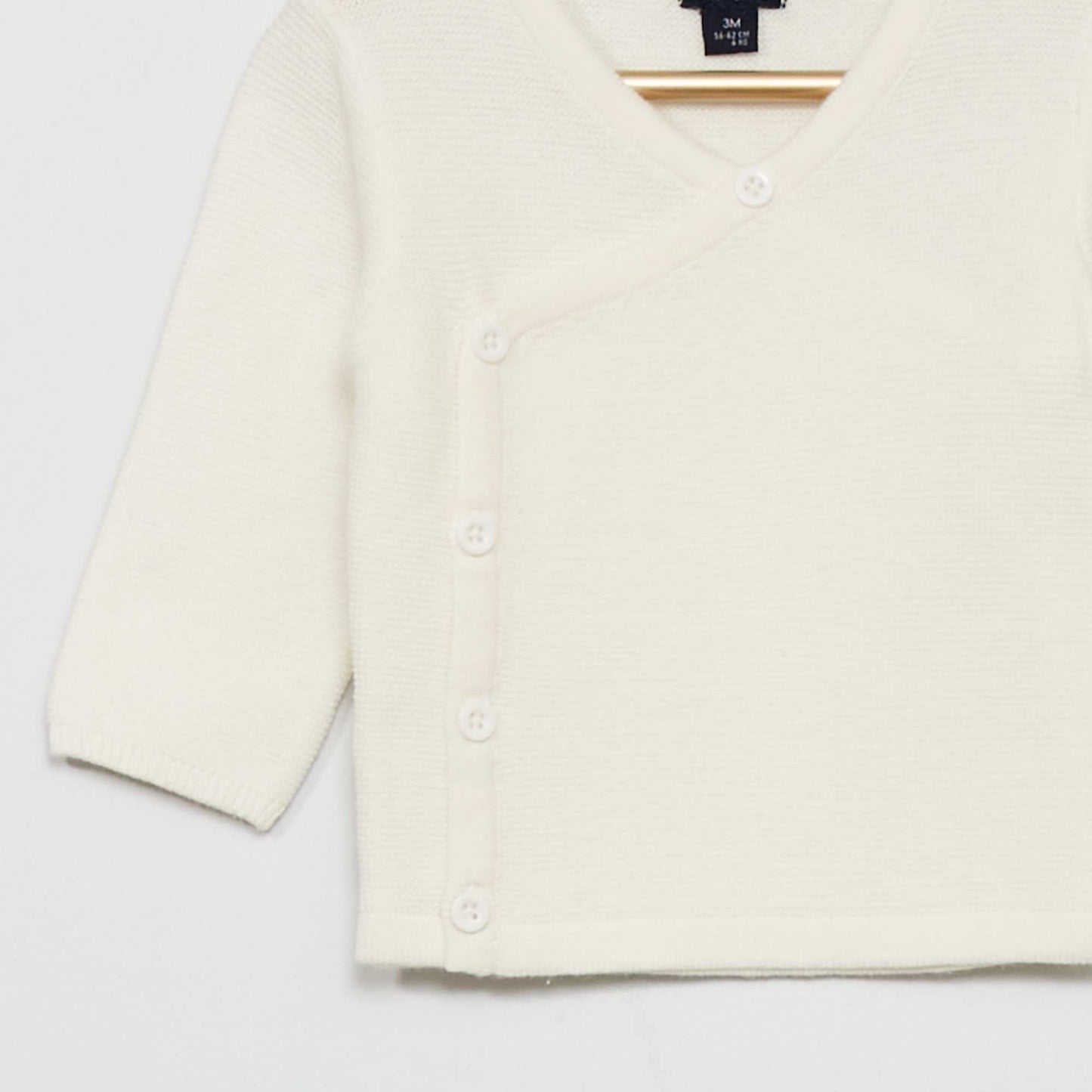 سترة محبوكة غرزة الرباط أبيض