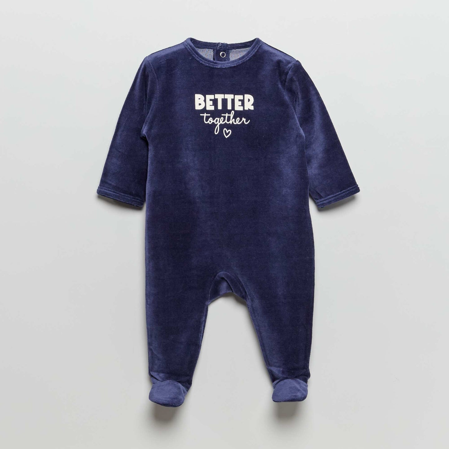 Velour sleepsuit with printed lettering BLUE