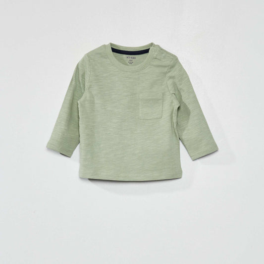 Round neck T-shirt with pocket grey green