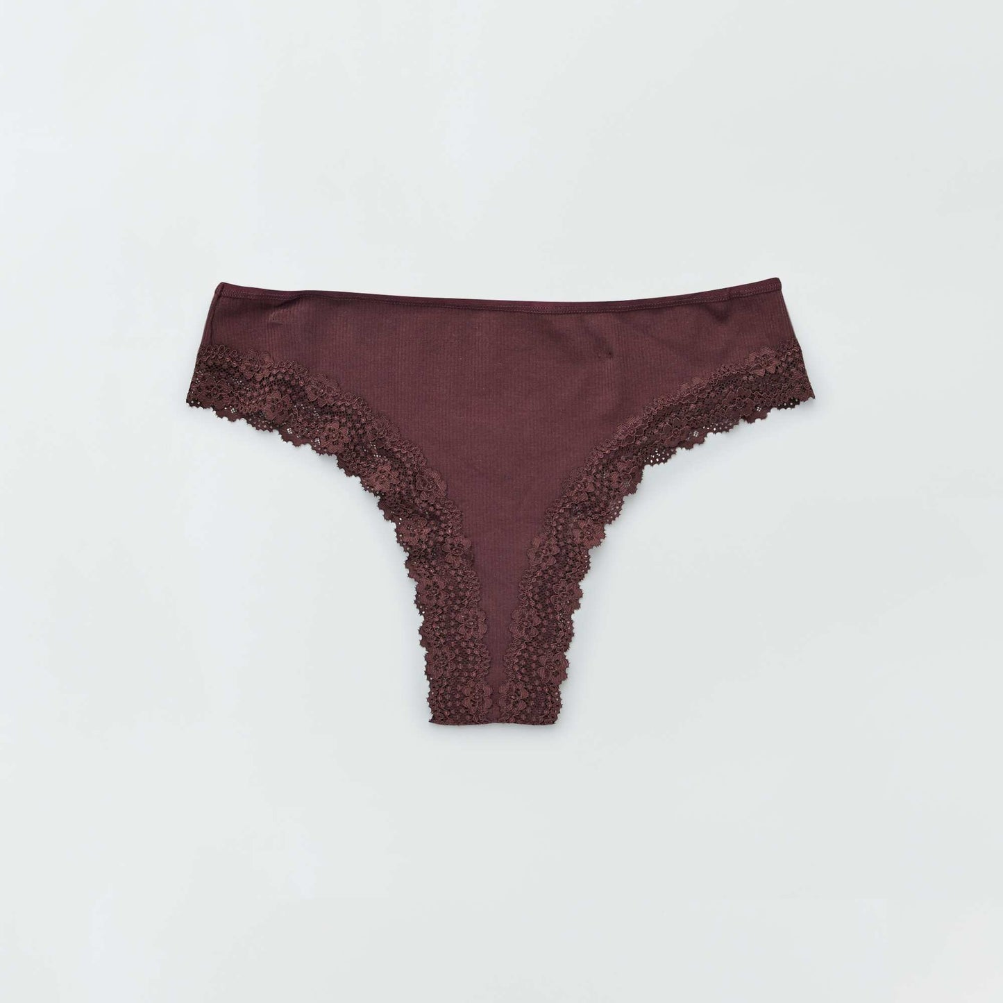 عبوة من 3 سراويل تانجا محبوكة مضلعة بلون بني برقوق