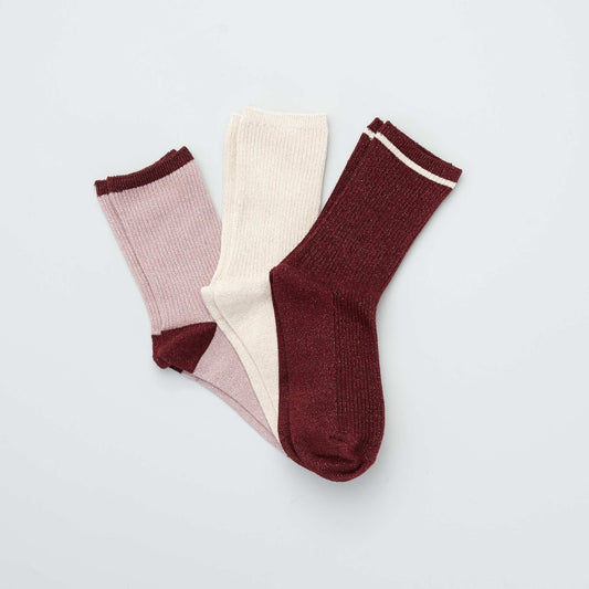 Pack of 3 pairs of socks burgundy