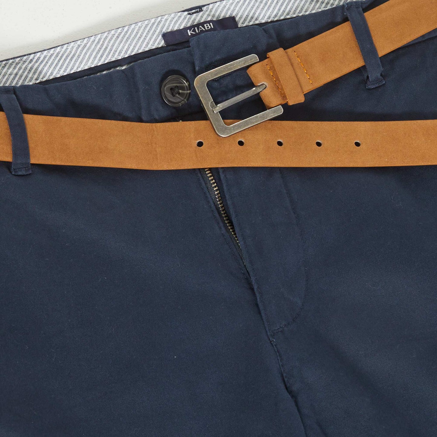 Slim-fit chinos with belt - L32 blue