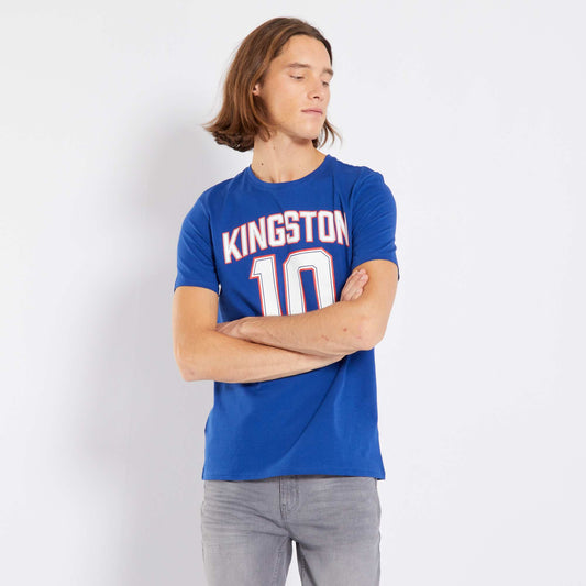 Jersey knit T-shirt with print BLUE