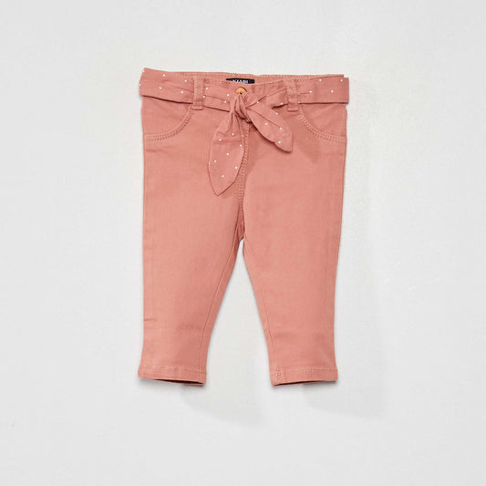 Slim cut trousers with belt PINK