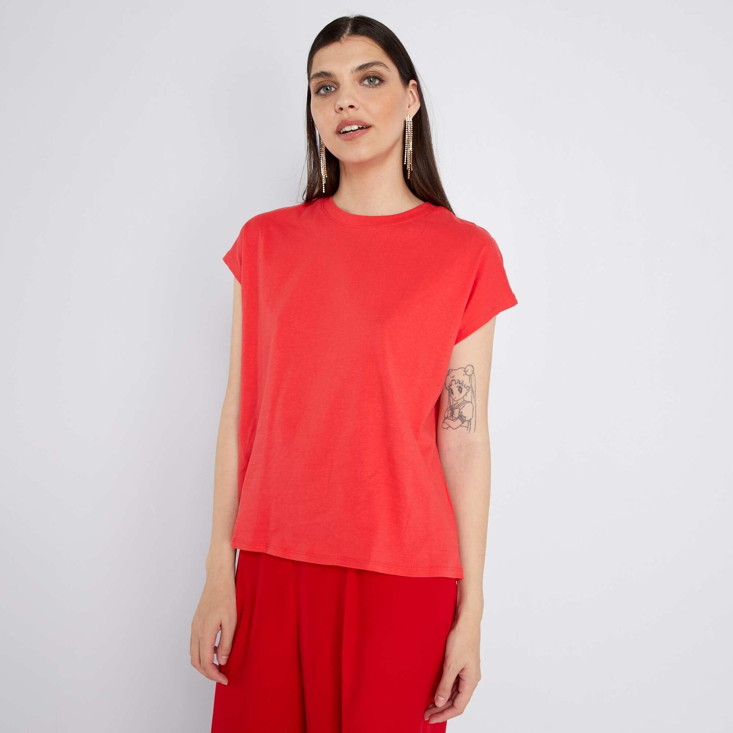 Plain jersey T-shirt red