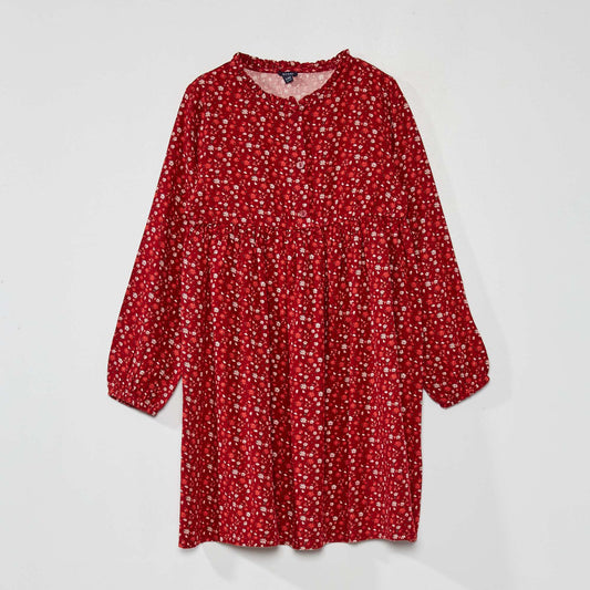 Flared floral dress RED