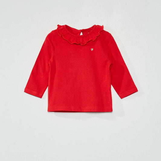 T-shirt with small collar RED