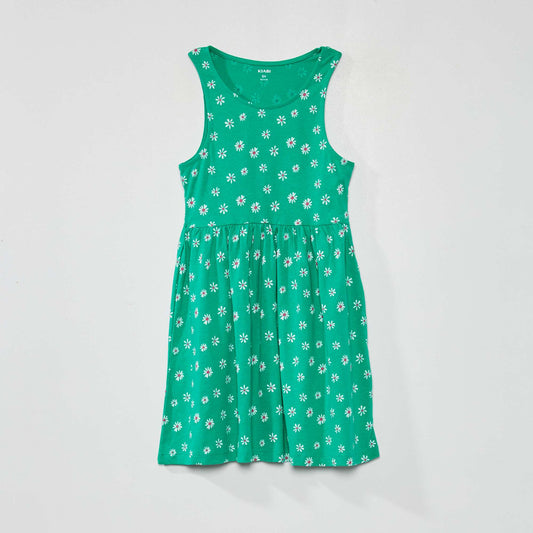 Sleeveless patterned dress GREEN
