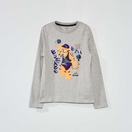 'Skater dog' print T-shirt GREY