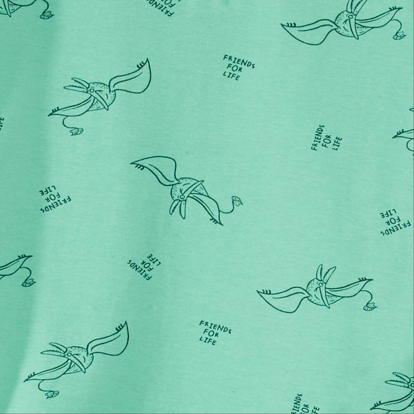 Printed grandad collar T-shirt GREEN