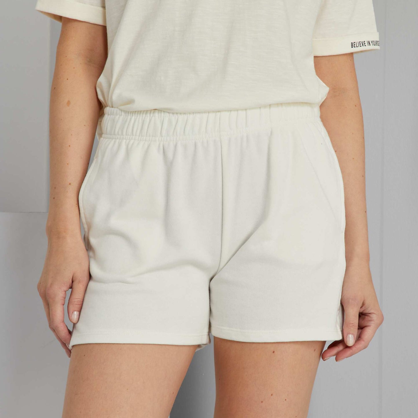 Basic sweatshirt fabric shorts WHITE