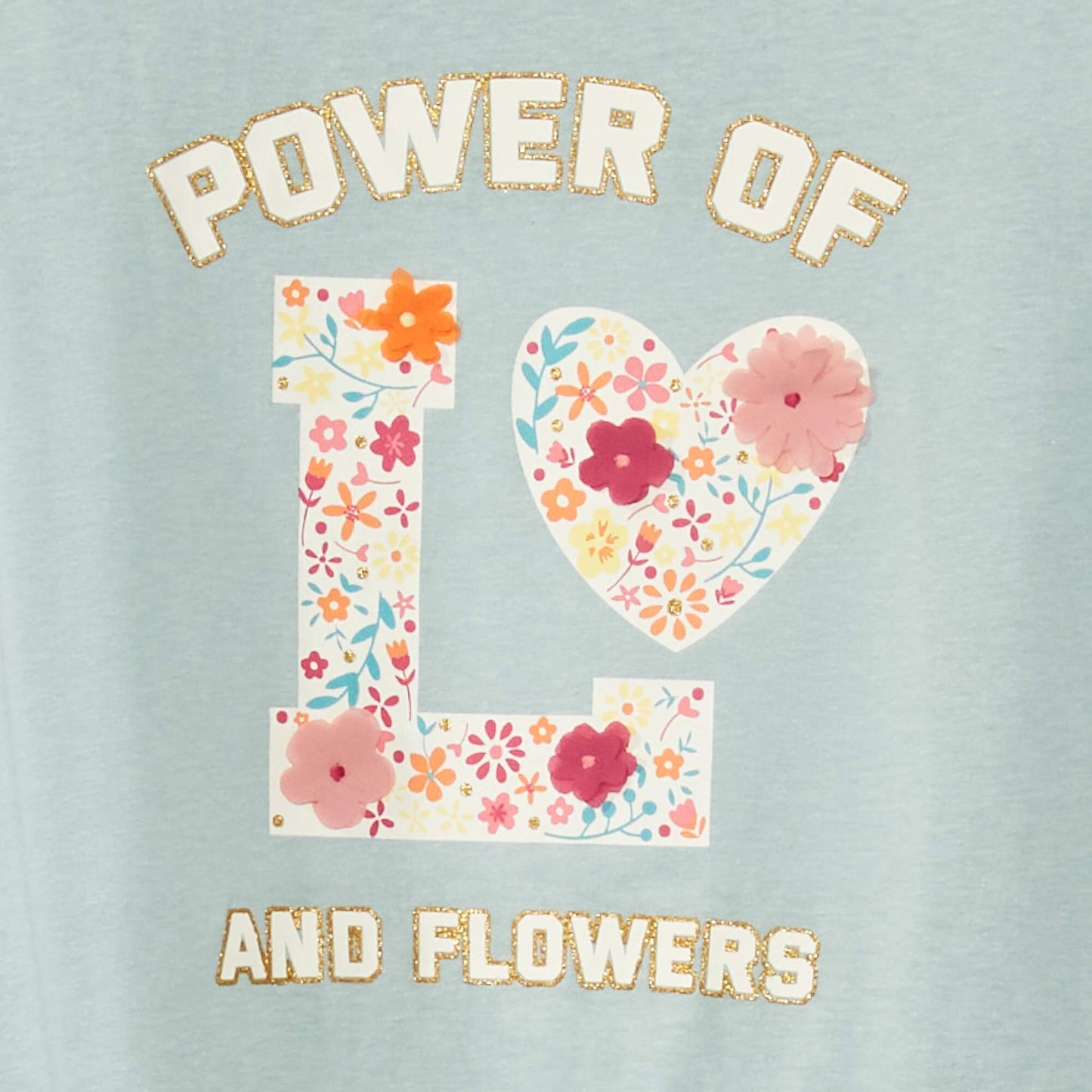 Cotton T-shirt with decorative print BLUE