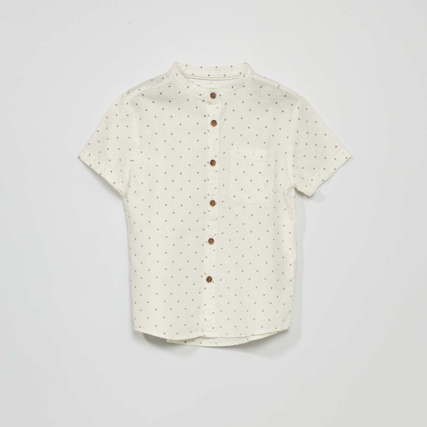 Linen shirt with mandarin collar WHITE