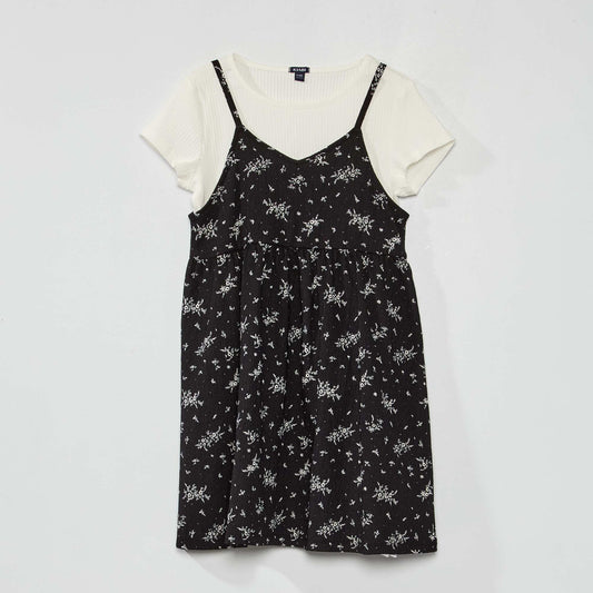 Dress, T-shirt and scrunchie set - Three-piece set BLACK