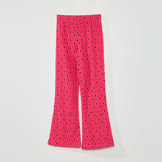 Printed crepe knit wide-leg trousers PINK