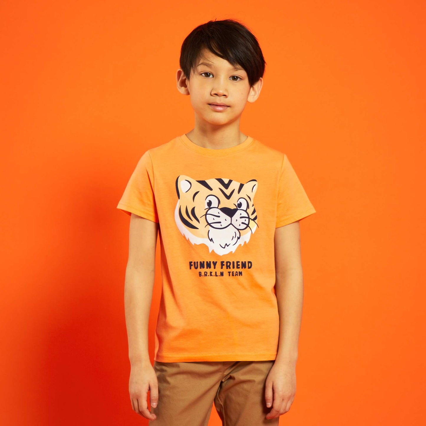 Printed jersey T-shirt ORANGE