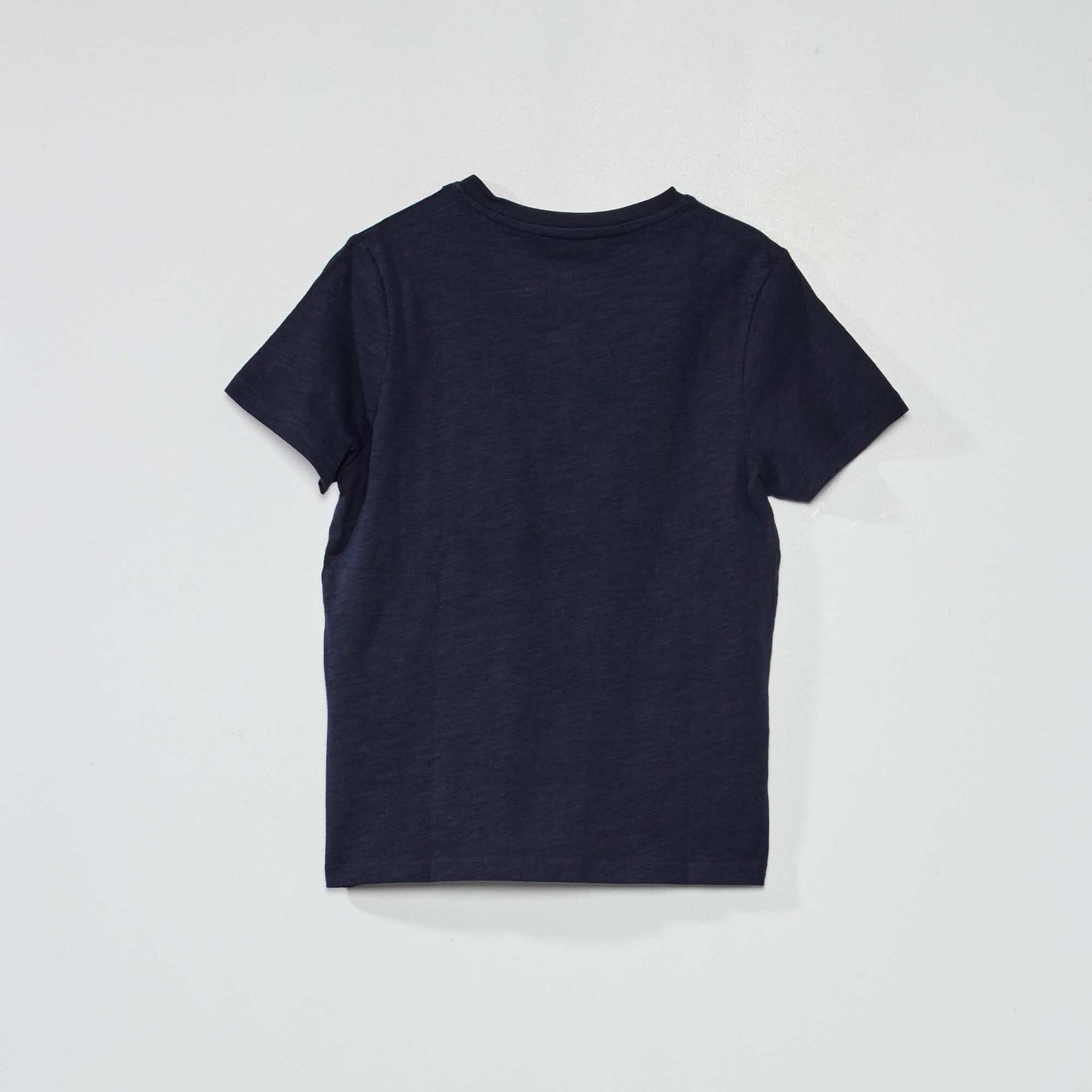 Plain T-shirt with grandad neckline blue