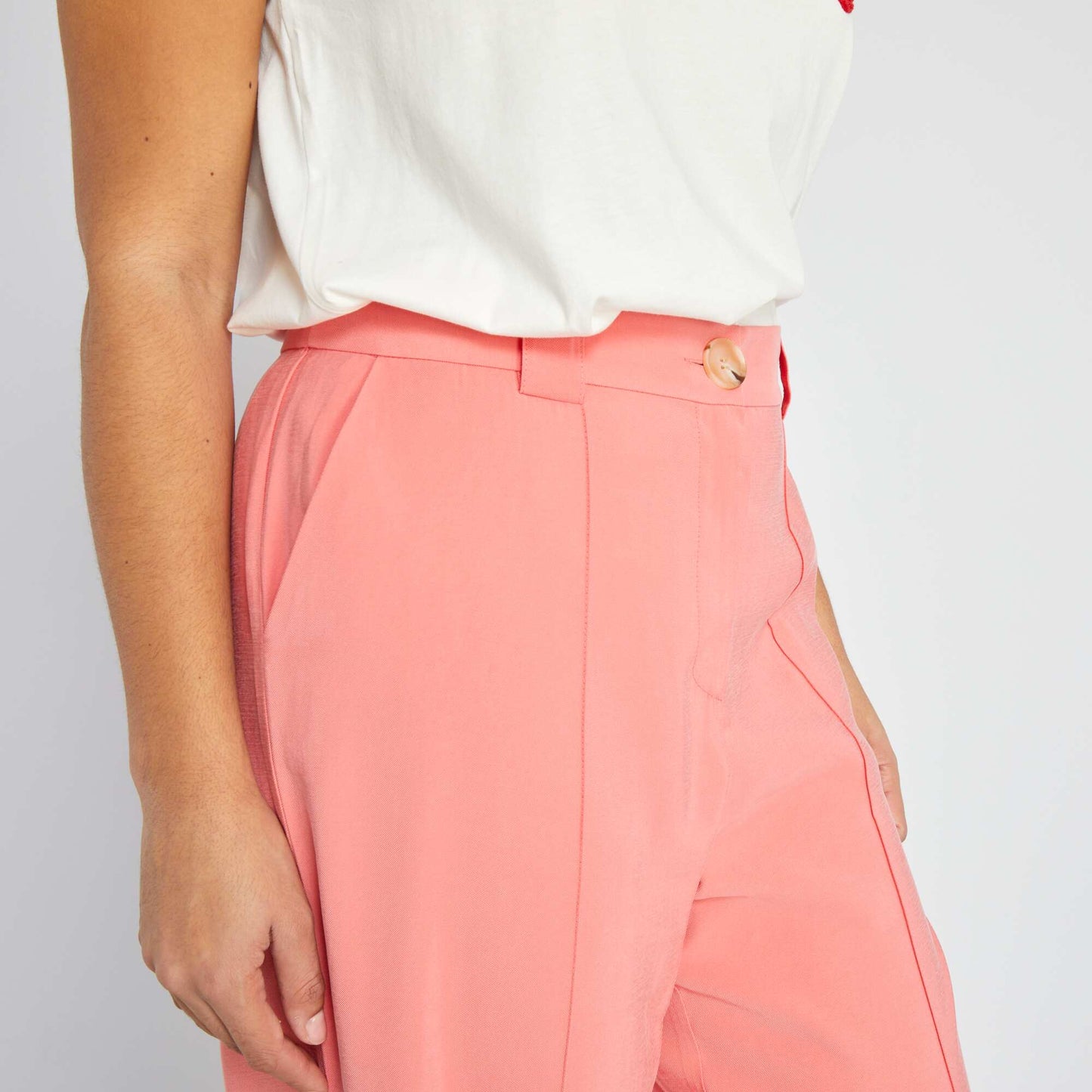 Wide-leg twill trousers pink