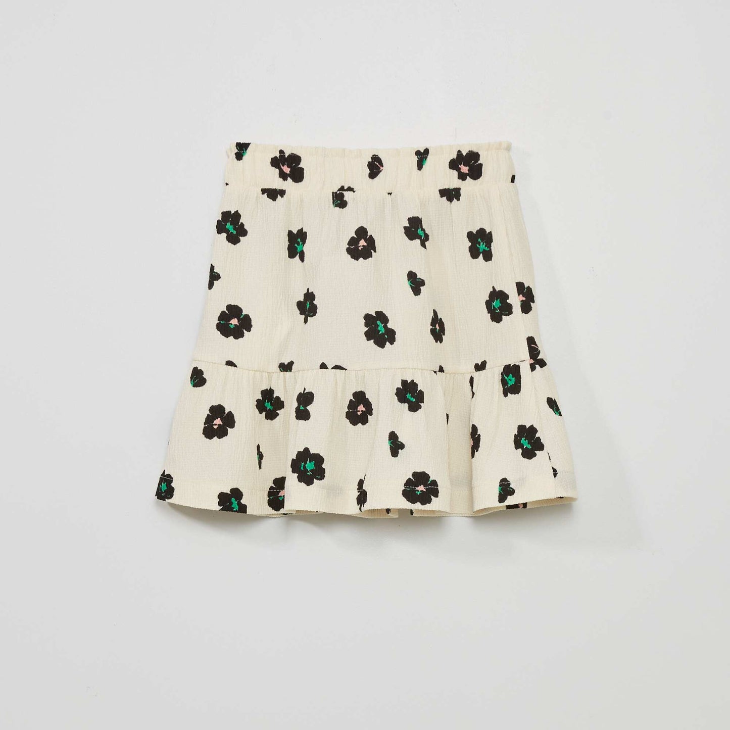 Short waffle-knit skirt BEIGE