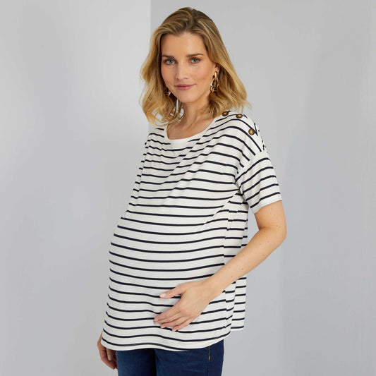 Round neck maternity T-shirt WHITE