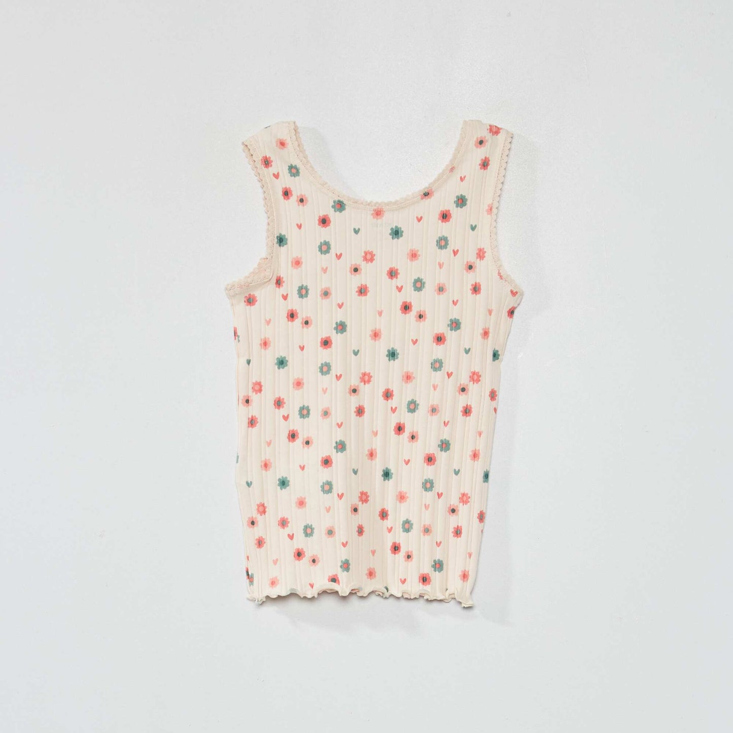Printed ribbed knit vest top PINK