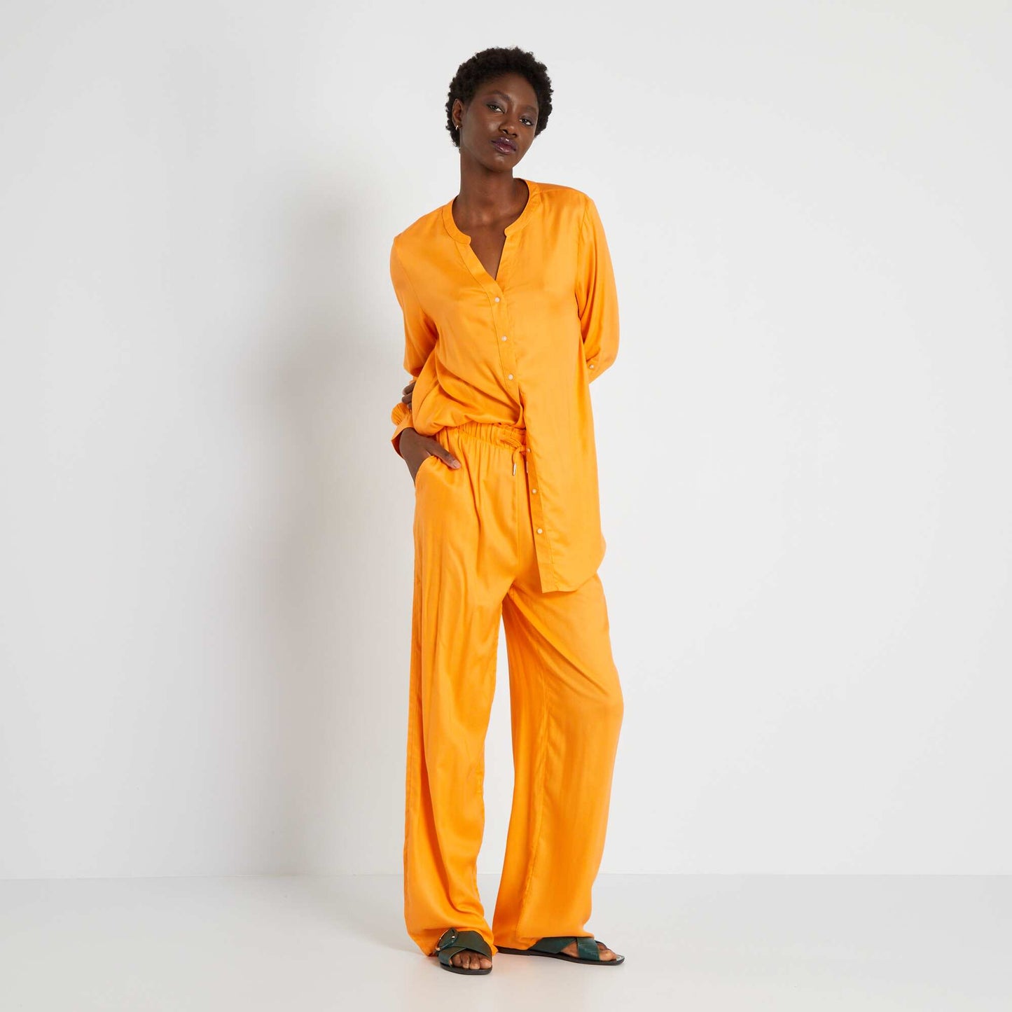 Flowing trousers with elasticated waist ORANGE