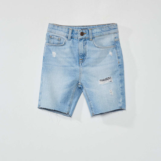Denim Bermuda shorts with adjustable waist BLUE