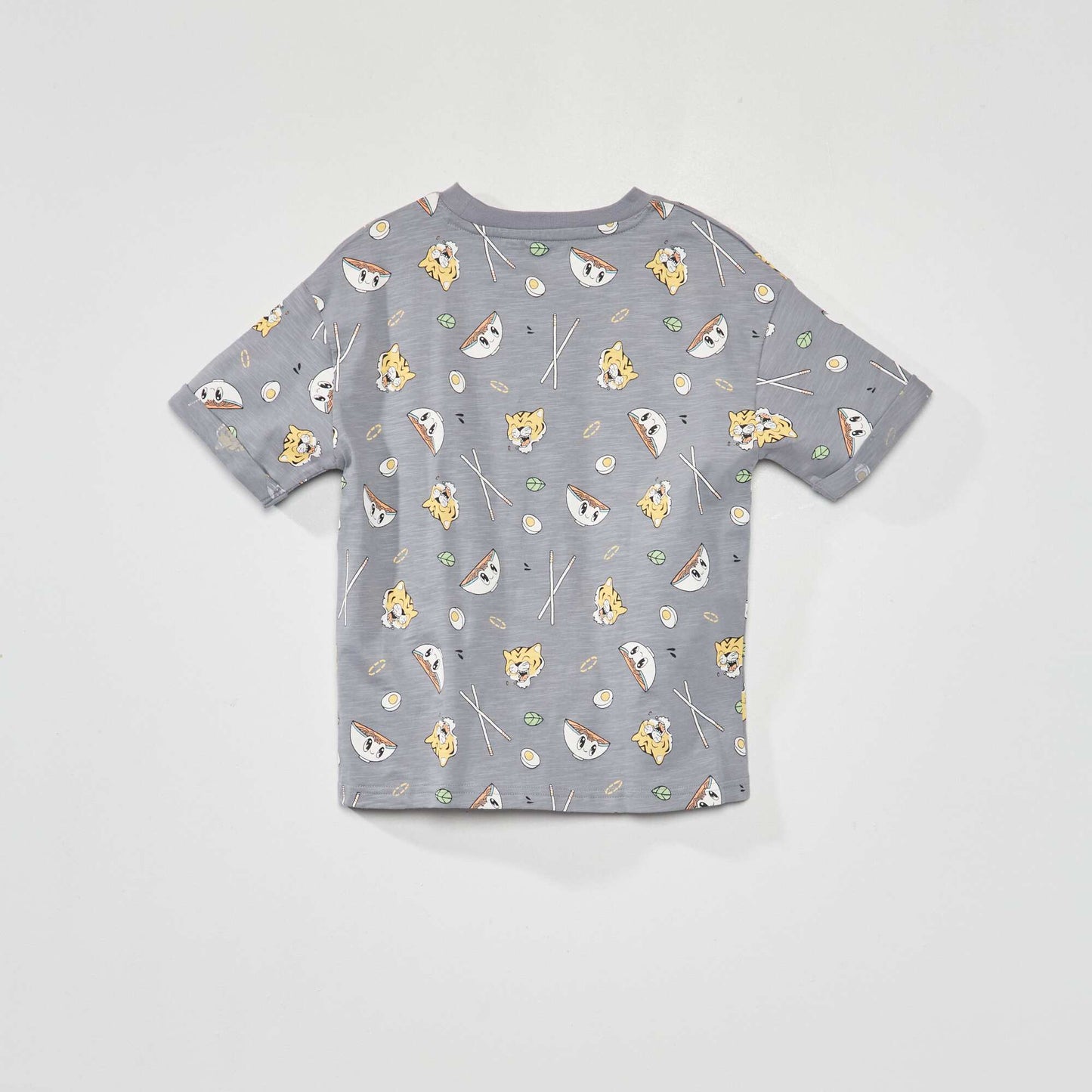 Ramen print baggy T-shirt GREY