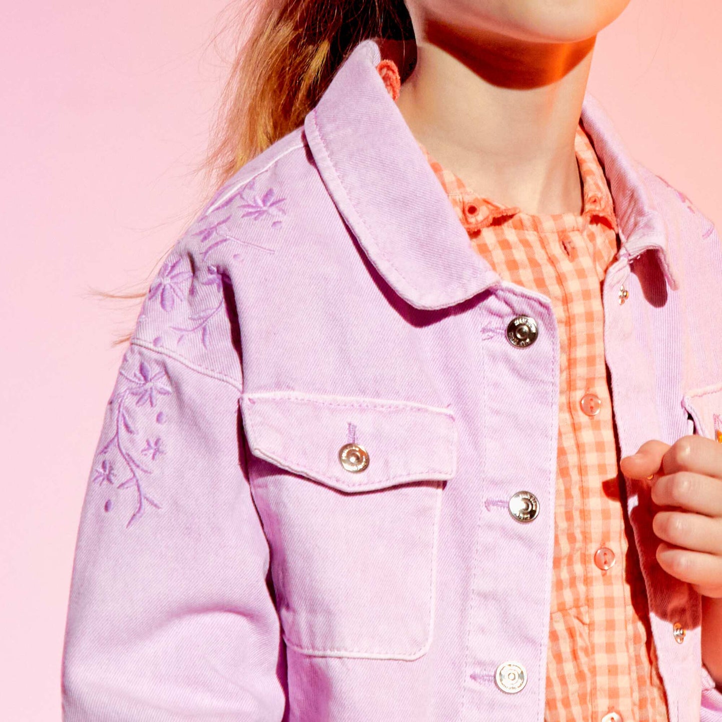 Denim jacket with stylish print PURPLE