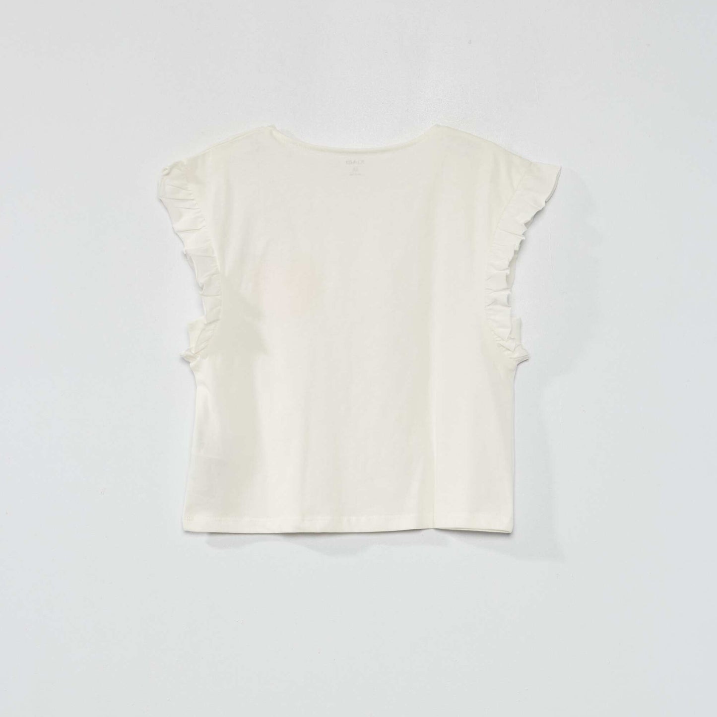Ruffled round-neck T-shirt WHITE