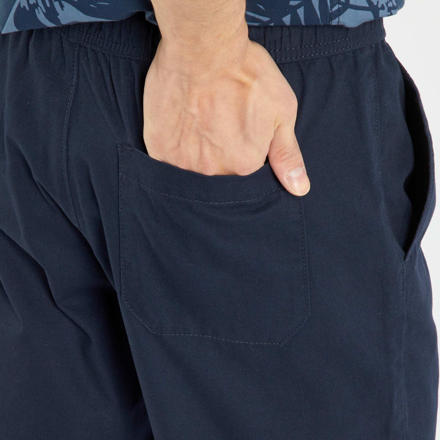 Block colour cotton Bermuda shorts BLUE