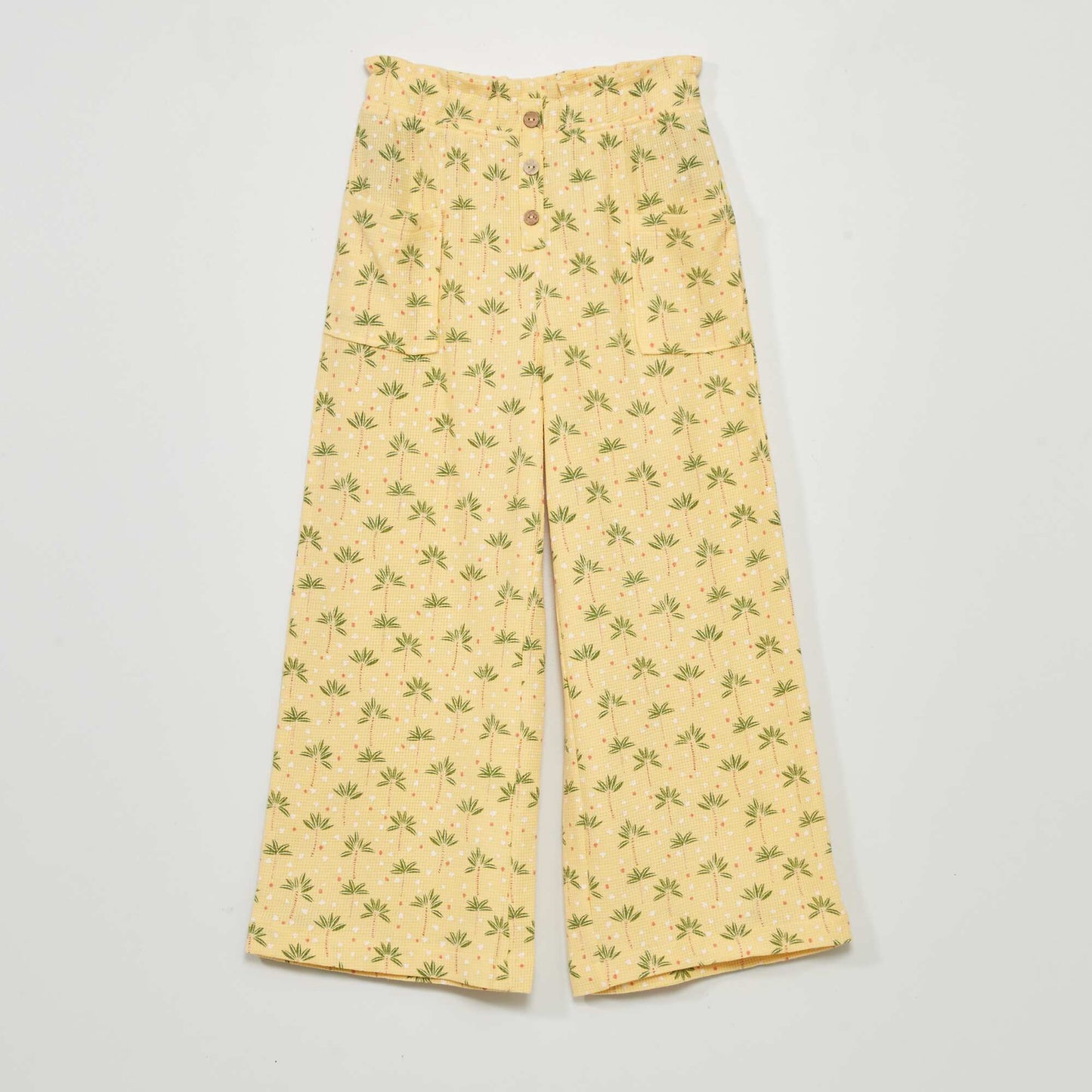 Printed waffle-knit trousers YELLOW