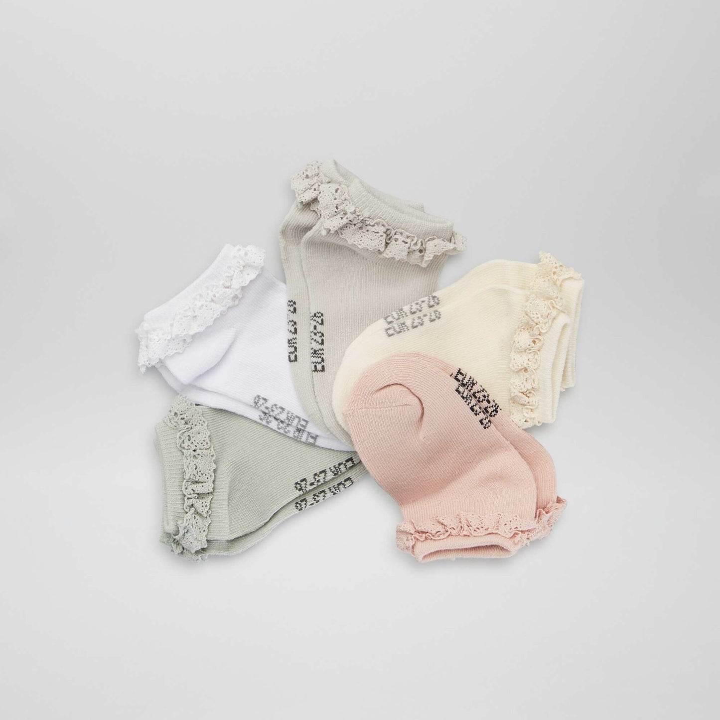 Pack of 5 pairs of ankle socks PINK